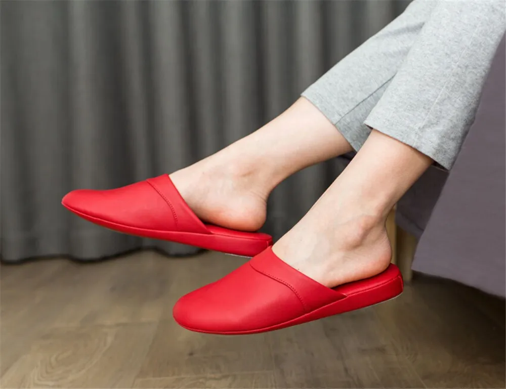 Men Women Leather Home Slippers (5)