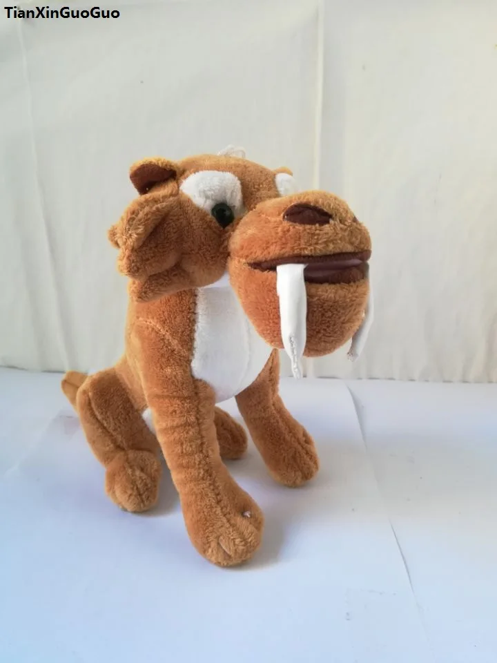 About 20cm Squatting Sabertoothed Tiger Plush Toy Soft Doll Baby Toy
