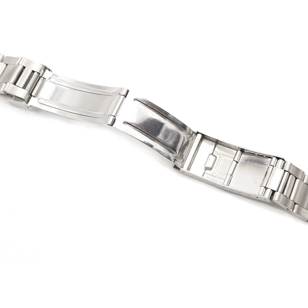 CARLYWET 20mm Steel Links Hollow Curved End Glide Lock Clasp Watch Band Bracelet for Vintage Submariner Oyster 70216 455B