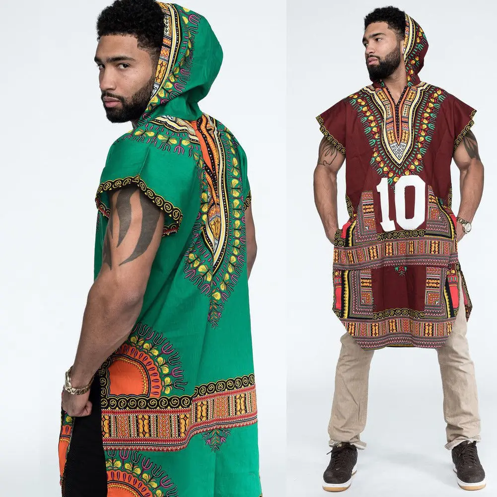 African Tribal Shirt Men Dashiki Succinct Long-Sleeve Casual Shirts Hippie Top a