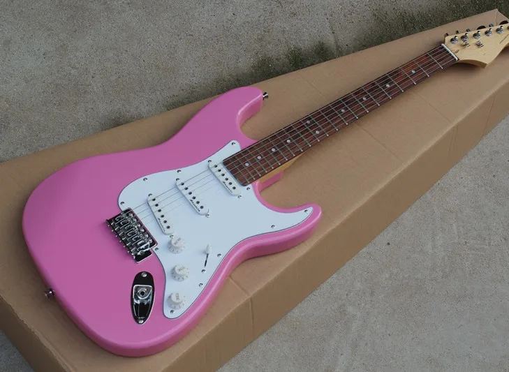 Pink and white electric guitar deals