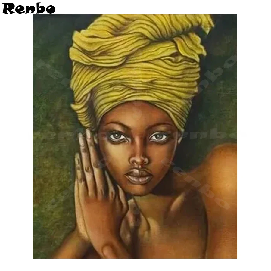 

Full Square Drill Diamond Embroidery Portrait 5D DIY Diamond Painting african woman Cross Stitch Mosaic Decoration Home A186