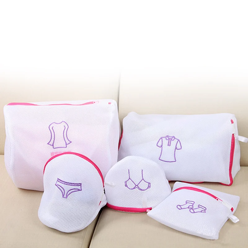 Zippered Foldable Nylon Laundry Bag Bra Socks Underwear Clothes Washing