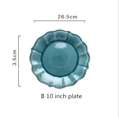 Лед трещины керамическая посуда подглазурь цвет кружево большое блюдо посуда десертная тарелка ресторан отель салатник 1 шт - Цвет: B