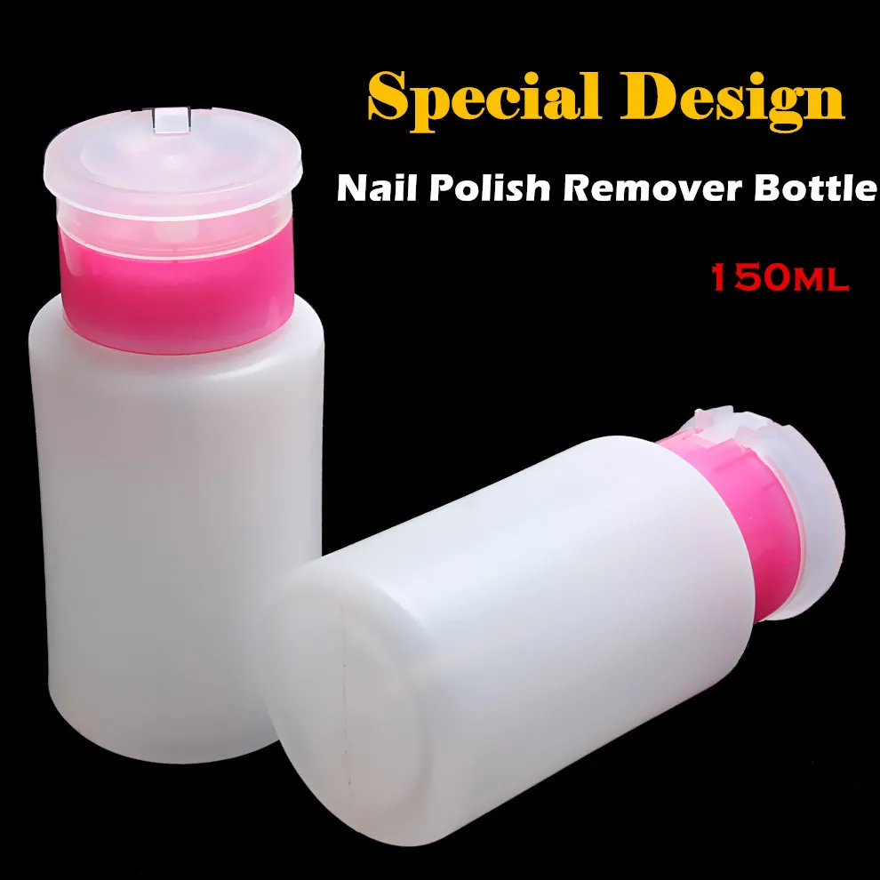 150ml Plastic Press Nail Polish Remover Empty Bottle Pump Dispenser