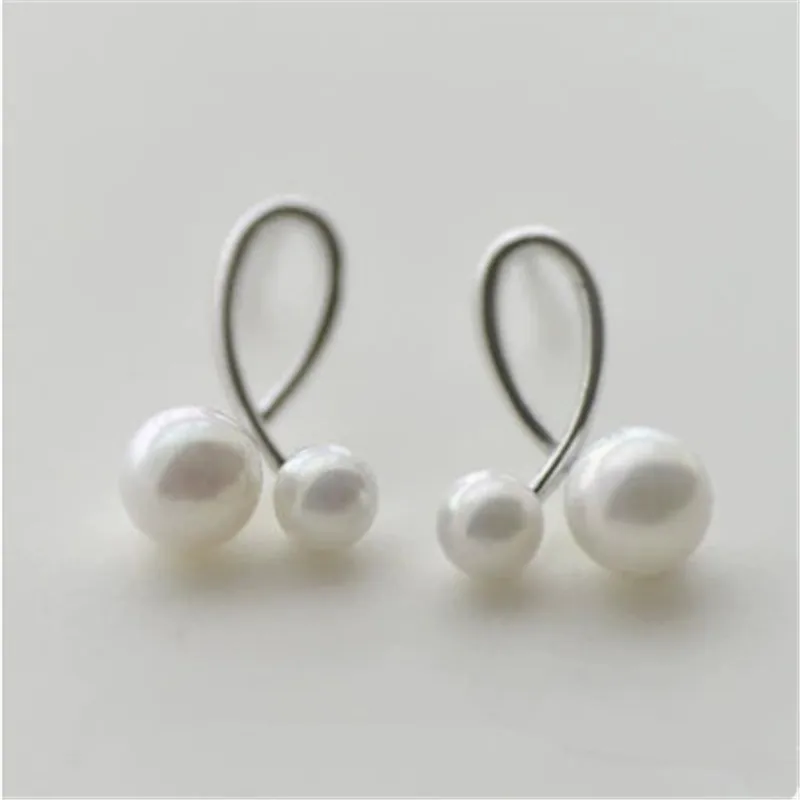 

925 Sterling silver Stud earrings lovely pearl Women's fashion jewelry 2018