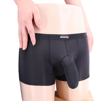 

Free shipping manview men's boxers new u convex pouch underwear Gun egg design ice silk underpants male panties