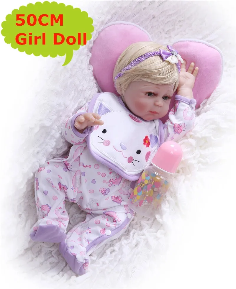 

NPK 50cm soft silicone vinyl reborn baby girl dolls with gold hair bebes reborn bonecas soft baby birthday gift girls brinquedos