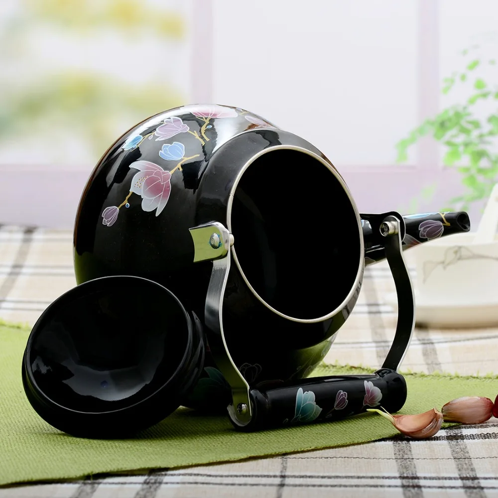 1.5L 2.0L 2,5 л черный цветочный узор эмаль воды горшок кофе чай Китайский традиционный творческий для дома кухня