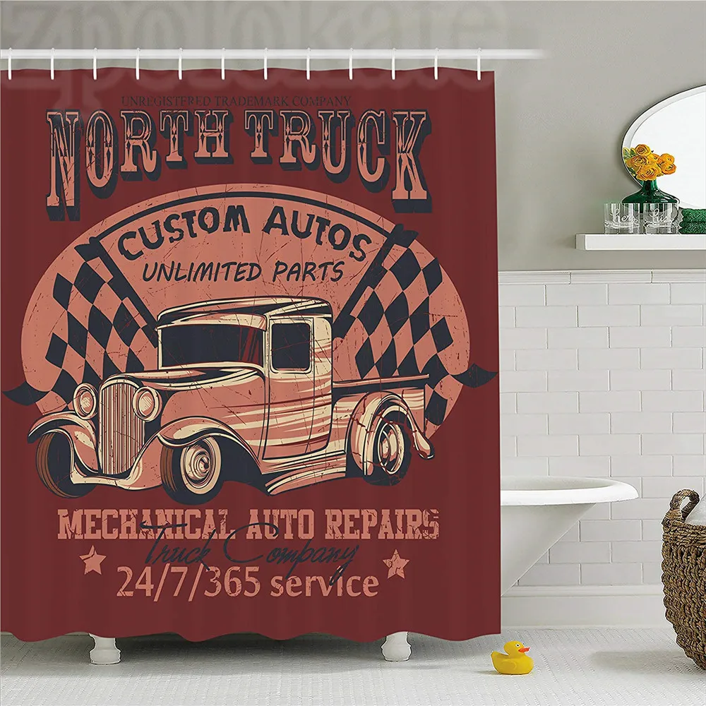 Buy Man Cave Decor Shower Curtain, North Truck