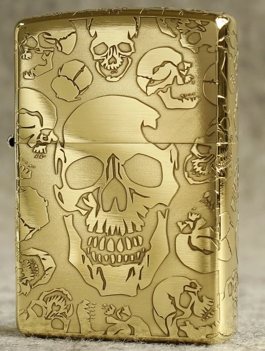 

Drop-ship MJL Relief Gold-plated five-sided skeleton skull original lighter