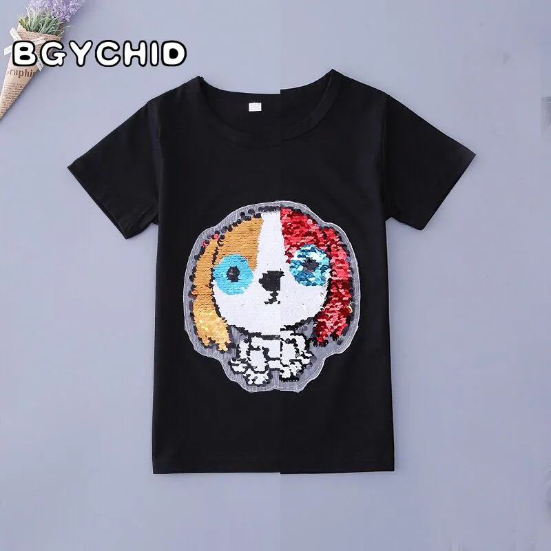 Boys T-Shirts Cotton Kids T-Shirt With Sequin Reversible Sequin Girls T Shirt Kids White Flash T Shirt Kids Teen Girl 2