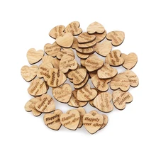 50 шт. долго и счастливо деревянные сердечки формы ремесел скрапбукинга украшения для День рождения Свадьба украшения