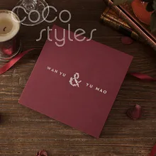 Cocostyles на заказ винтажная бордовая печать дизайн пригласительная открытка с подходящим конвертом для классических свадебных приглашений