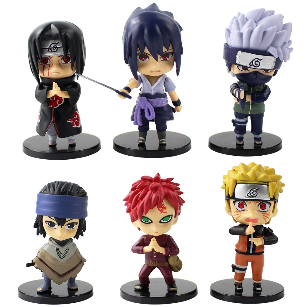 

8-10cm 6pcs/set Naruto Hatake Kakashi Gaara Uchiha Itachi Sasuke Q Version Action Figures Toys