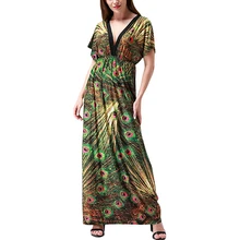 Vestidos verano 2017 femmes summer beach dress v cou sexy ouvert retour chauve-souris manches maxi dress grande taille 6xl robe longue femme ete