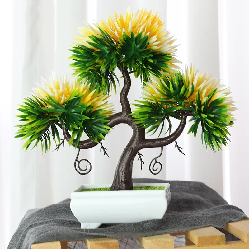 

Xuanxiaotong Artificial Plastic Mini Pine Tree Bonsai Tree Plants Bonsai Balcony Plants for Home Garden Table Decoration