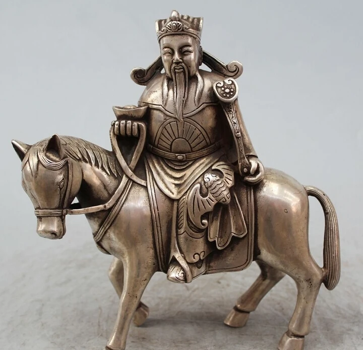 

Details about 9"Chinese Buddhism Silver Mammon Money Wealth God Ride Zodiac Year Horse Statue R0715