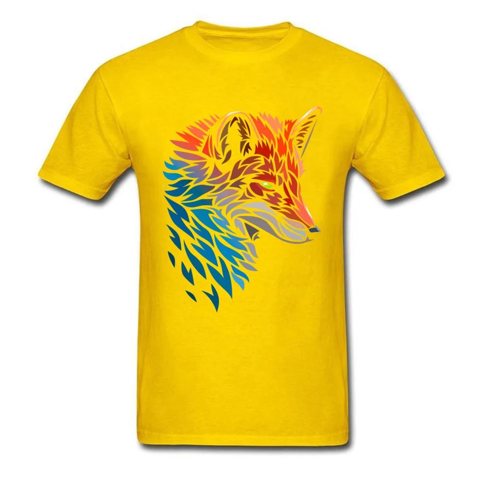 Tribal Fox Red Blue Classic Men's T-shirts Crew Neck Short Sleeve Pure Cotton Tops Shirts Printed Tops Shirts Free Shipping Tribal Fox Red Blue yellow