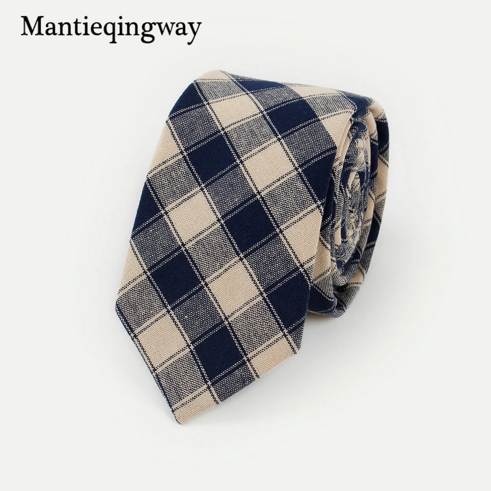 Бренд mantieqingway хлопок Для мужчин S Галстуки для Костюмы Свадебные Тощий Плед