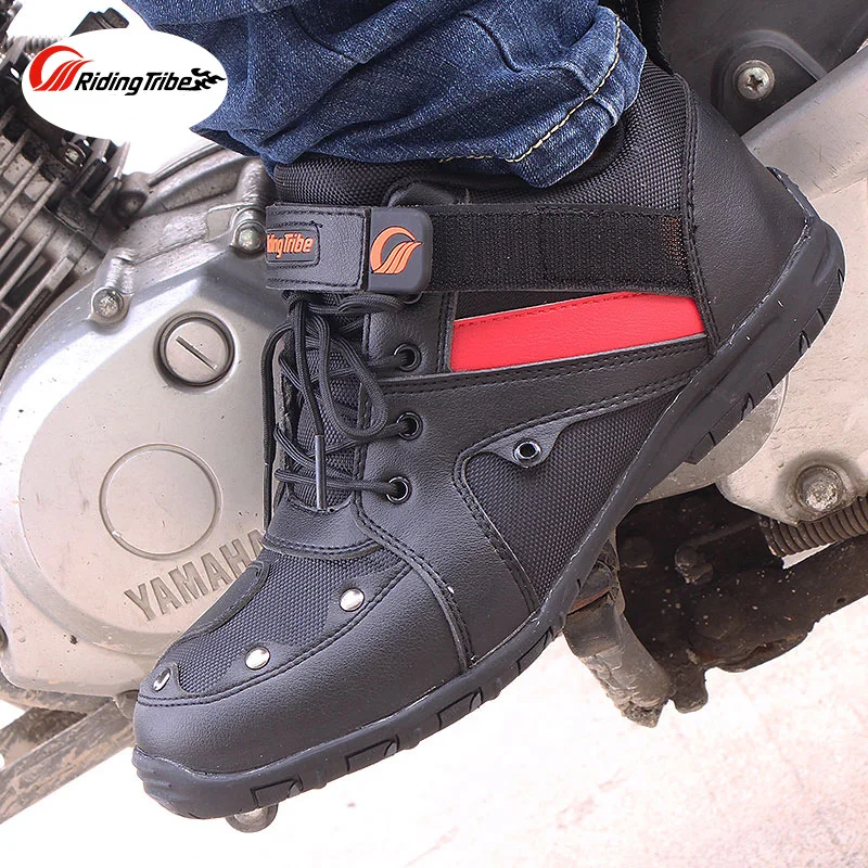 Microfiber Leather Motorcycle Ankle Boots Breathable Racing Shoes Street Moto Motocross Motorbike Cycling Scooter Boots Shoes