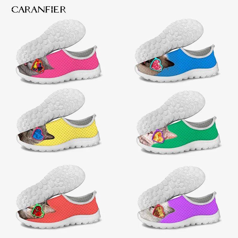 

CARANFIER New Women's Mesh Shoes Printing Pattern Summer Travel Beach EVA Breathable Round Toe Plus Size 35-45 Sneakers 2019