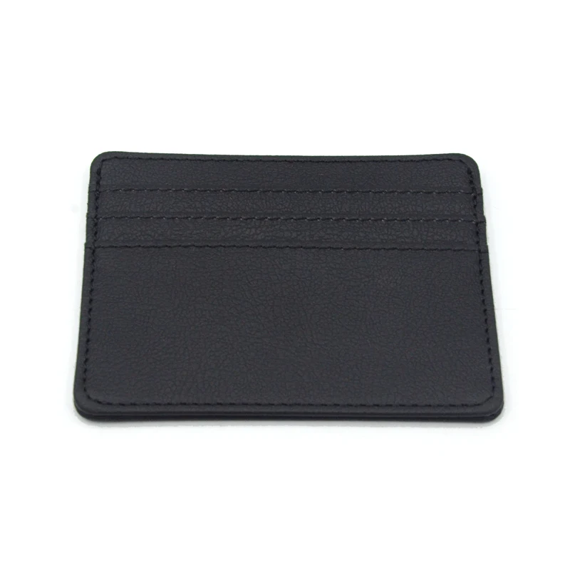 BONAMIE черный простой держатель для кредитных карт для женщин тонкий коричневый кожаный мужской маленький унисекс визитница Портативный кошелек - Цвет: Black
