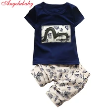 Комплекты одежды для маленьких мальчиков; коллекция года; летняя детская одежда для мальчиков; модная футболка+ брюки; комплект из 2 предметов для маленьких мальчиков