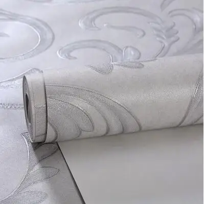 Европейская металлическая текстурированная Классическая настенная бумага в цветочную полоску, рулонная настенная бумага для украшения дома, спальни, гостиной, обои - Цвет: Grey
