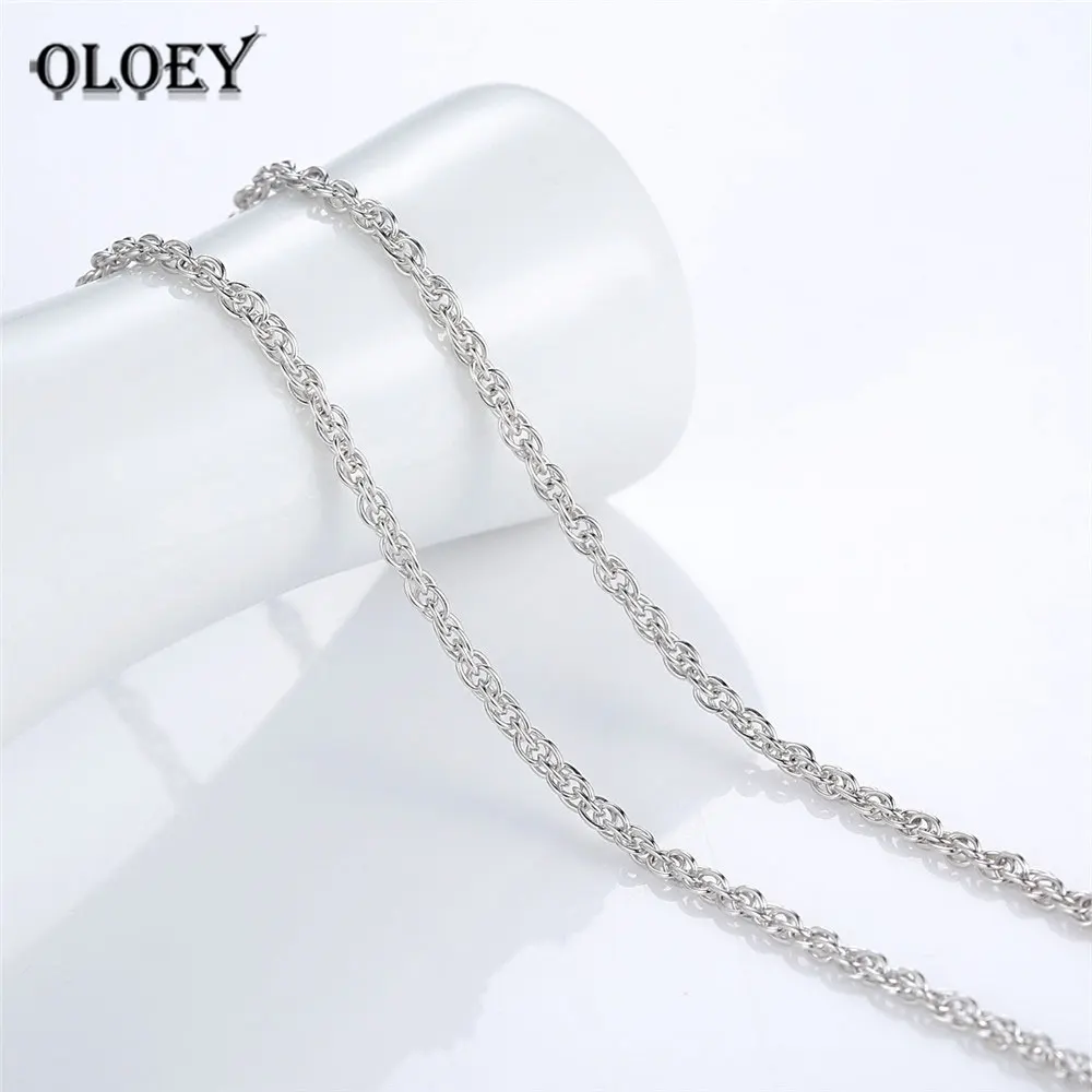 OLOEY Genuine 925 Sterling Silver Twisted Chains Necklaces Fit For