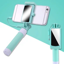 Выдвижная ручная мини селфи-палка, держатель для смартфона, Складная Проводная дистанционная затвор, зеркало заднего вида