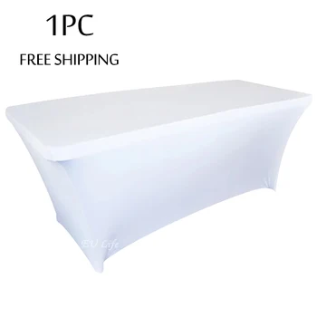 

Free Shipping 1PC Rectangular Table Cover Spandex Tablecloth Stretch Long Bar Bistro For Wedding Banquet Party Decoration 6Ft