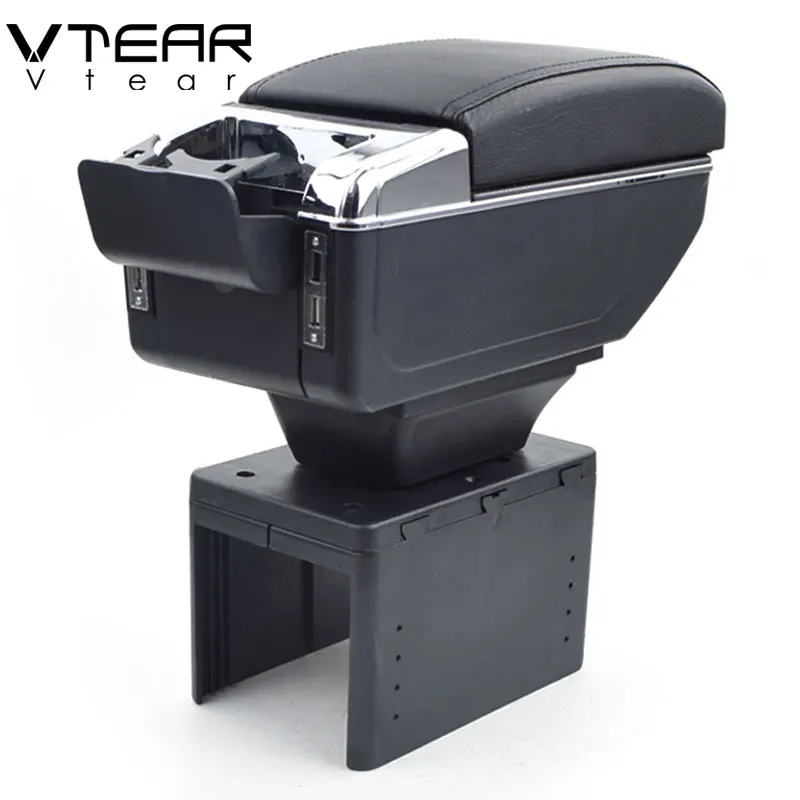 

Vtear For Toyota Avensis armrest box USB Charging heighten Double layer central Store content cup holder ashtray accessories