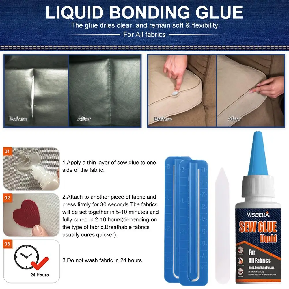 

Clothing Sew Glue Sew Glue Liquid Bonding Glue Repair for Clothes Denim Leather Decorative Crafting Natural Synthetic Fabric