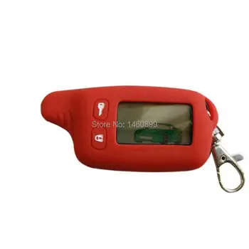 

TW9010 LCD Remote Control Keychain +Red Silicone Case for Russian Two Way Car Alarm Tomahawk TW-9010 TW7000 D700 D900 lr950 S700
