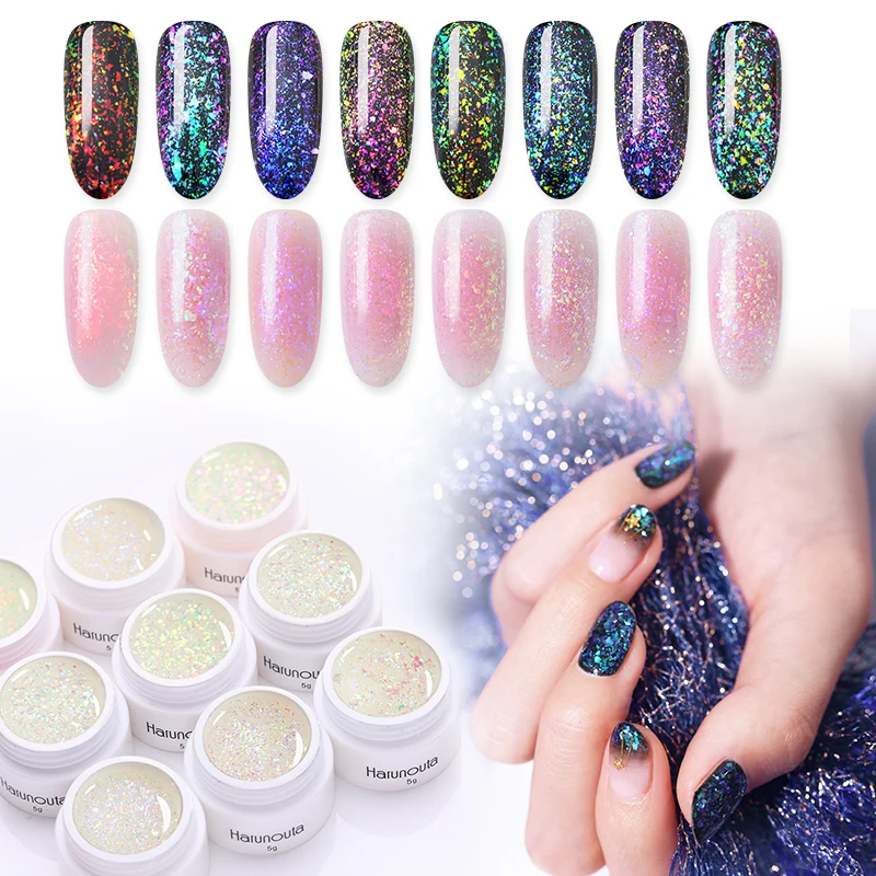 

Harunouta Allochroic Nail Polish Chameleon Glitter Sequins Platinum Painting Nail Art Soak Off UV Gel Top Base Primer Manicure