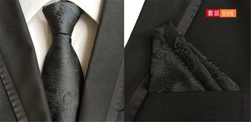 CityRaider Новый черный Пейсли Цветочный принт шелковые галстуки для Для мужчин подарок галстук тонкий галстук платок с соответствуют галстук 2