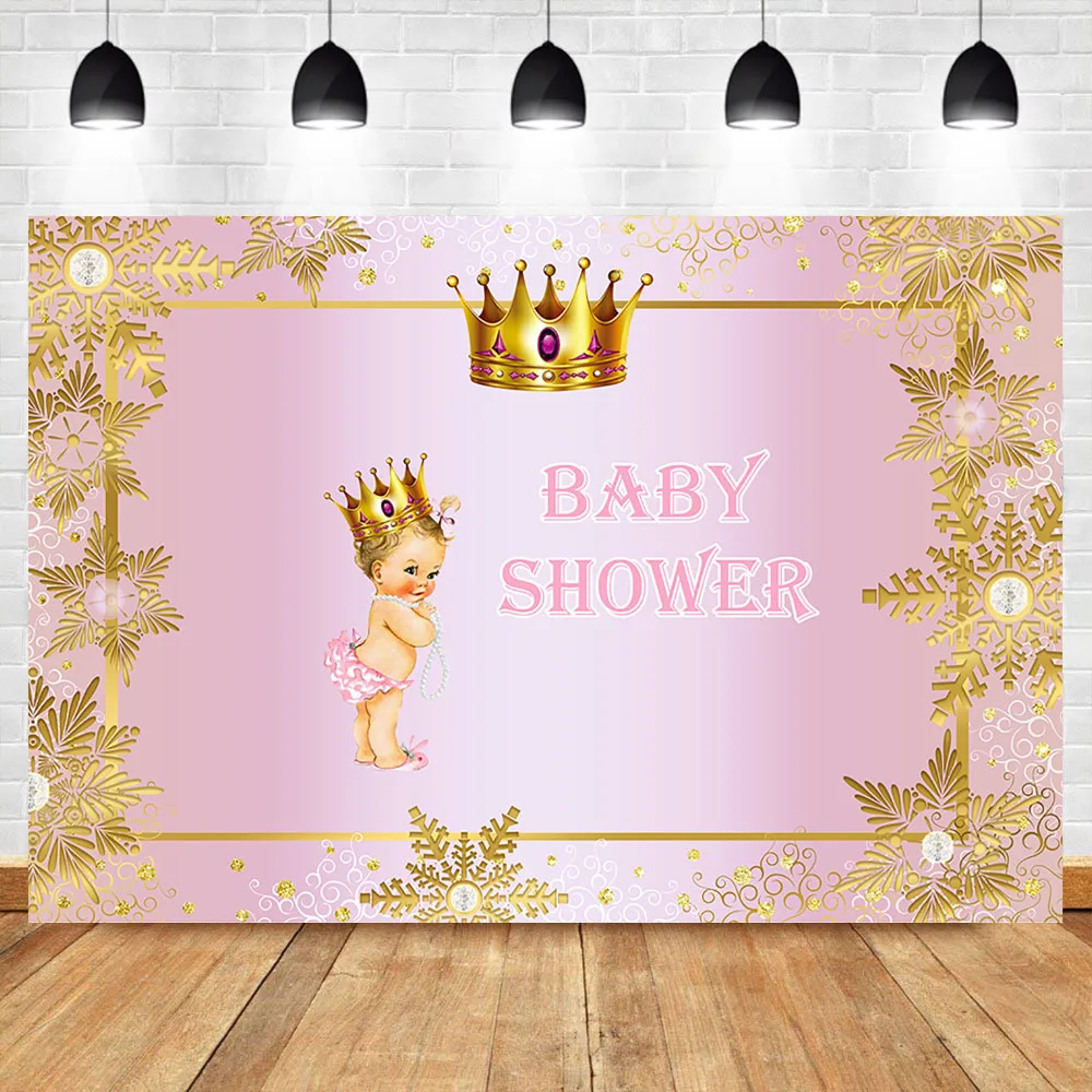 NeoBack Royal Princess Baby Shower фон для фотосъемки с золотой короной девочек Вечерние Розовые