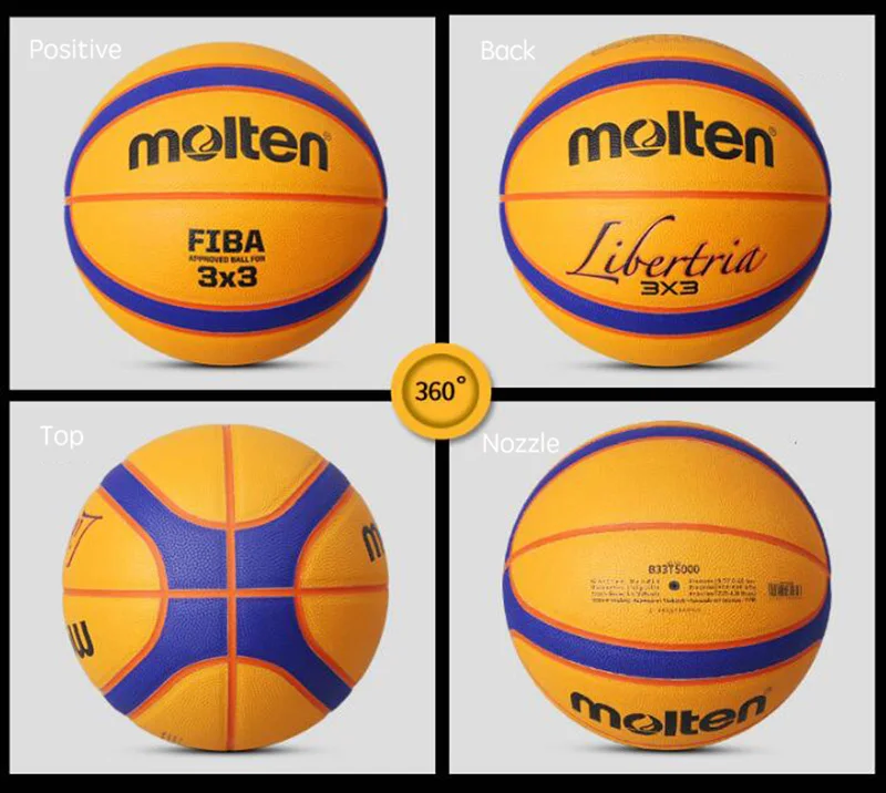 Расплавленный 3X3 баскетбольный мяч Высокое качество из искусственной кожи Размеры 6 Баскетбол с мячом иглы+ сетчатая FIBA Approved