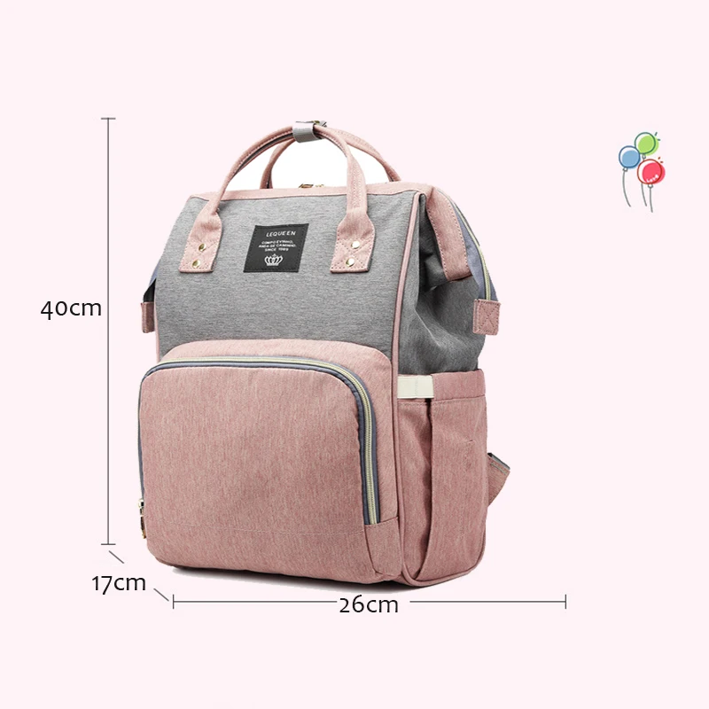 Сумка для подгузников, рюкзак для мамы, большая вместительность, розовый, серый, Детский рюкзак для подгузников, коляска, органайзер, Lequeen, Детская сумка для мам, сумка для беременных
