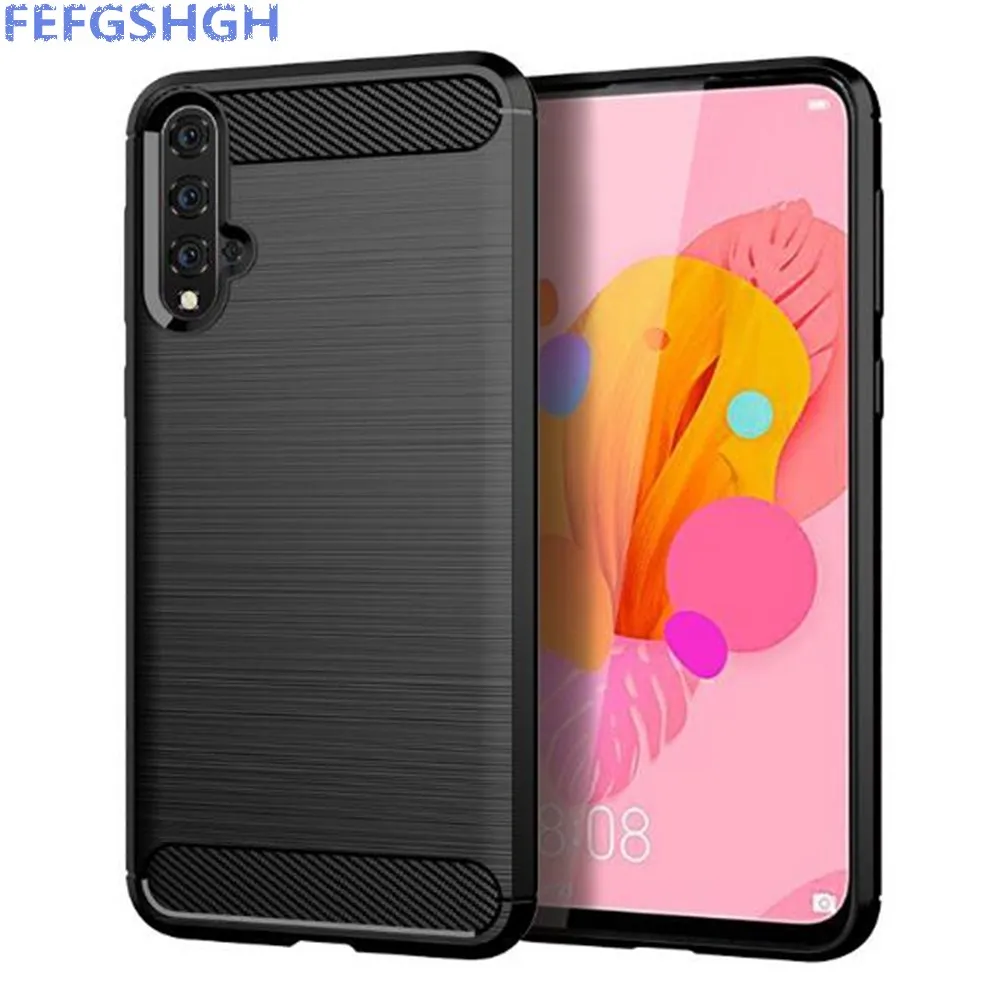 Carbon Fiber Cover For Huawei nova 5 Case Rubber Silicone Phone Cases Back | Мобильные телефоны и аксессуары