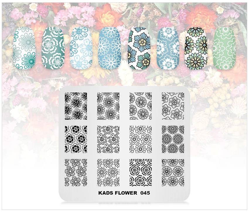 AriesLibra ногтей штамповки шаблон маленькие цветы шаблон Stamp плиты трафарет Стикеры для ногтей штампа