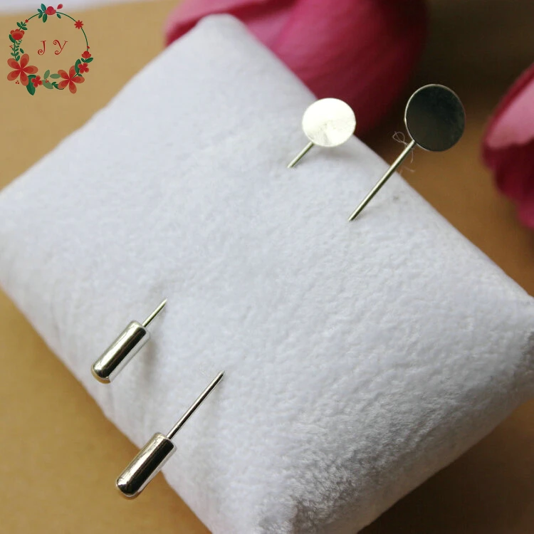 20pcs Silver Tone Lapel Stick Pin Clutch Brooch 8 10mm glue pad size