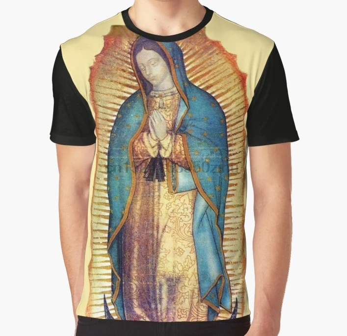 

All Over Print T Shirt Men Funny tshirt Our Lady of Guadalupe Virgin Mary Tilma Replica Graphic T-Shirt