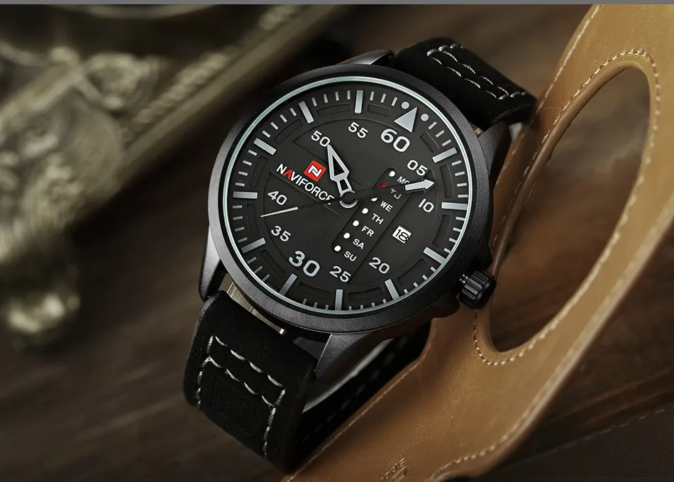 NAVIFORCE Luxury Brand Men Army Military Watches Men's Quartz Date Clock Man Leather Strap Sports Wrist Watch Relogio Masculino