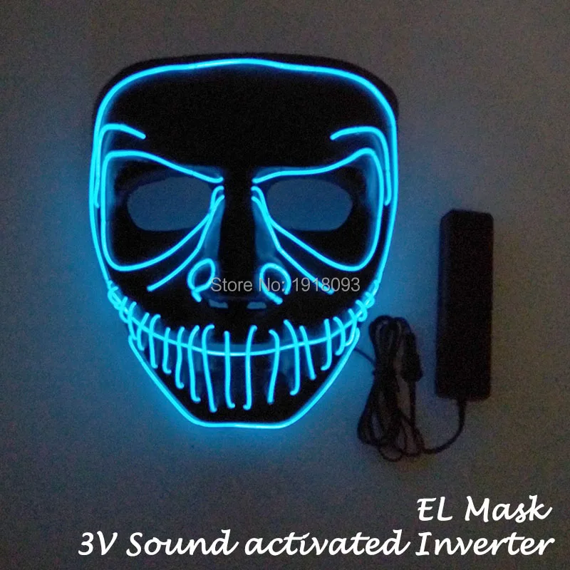 Высокое качество Пластик полный маска EL провода светятся маска Хэллоуин вечерние выступает новизна освещения украшение поставки 10 Цвета