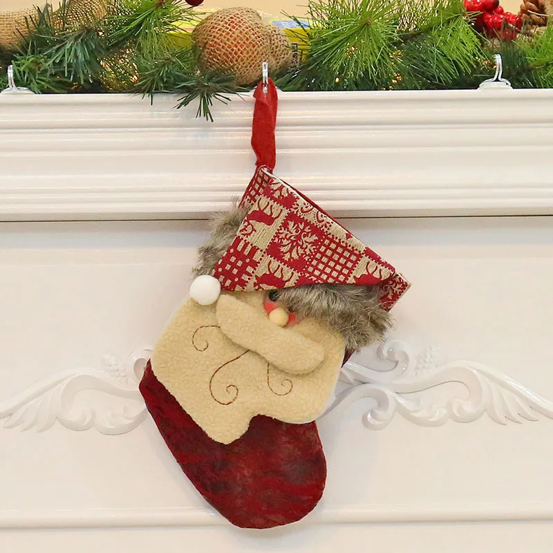 Подарочный Рождественский чулок сумка Noel олень Санта Клаус носки со снеговиком натальная Рождественская елка Конфета орнамент подарки украшения год - Цвет: Pi Wa  A