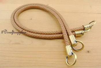 

Crochet PU leather handles purse handles a pair light brown 25 inch K113