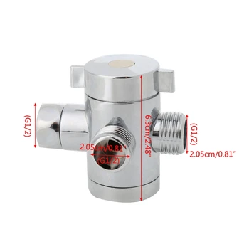 

G1/2" Three Head Function Switch Adapter Control Valve 3 Way Tee Connector Diverter Valve J6PD Wholesale dropshipping