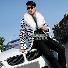 Лидер продаж, новинка года, Мужская брендовая модная повседневная куртка средней длины с искусственным мехом, леопардовое пальто, Мужская одежда, костюмы певицы, Тренч